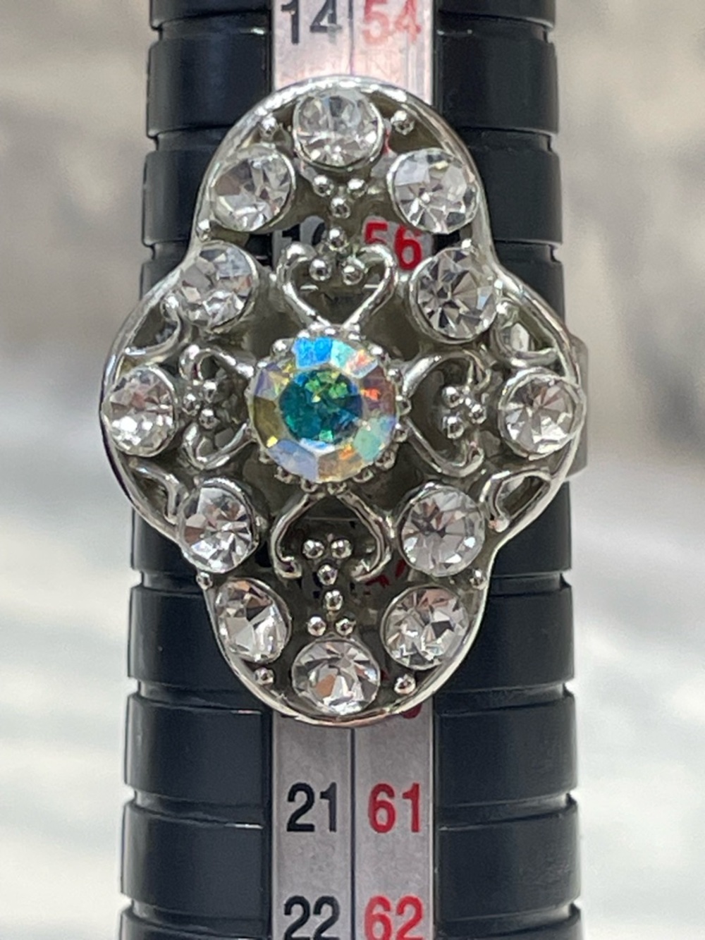 Statement Rhinestone Adjustable Ring AB Crystal Cocktail Ring Boho Vintage